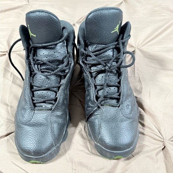 Jordan Shoes - Jordan Black Sneakers with Neon Green Jumpman